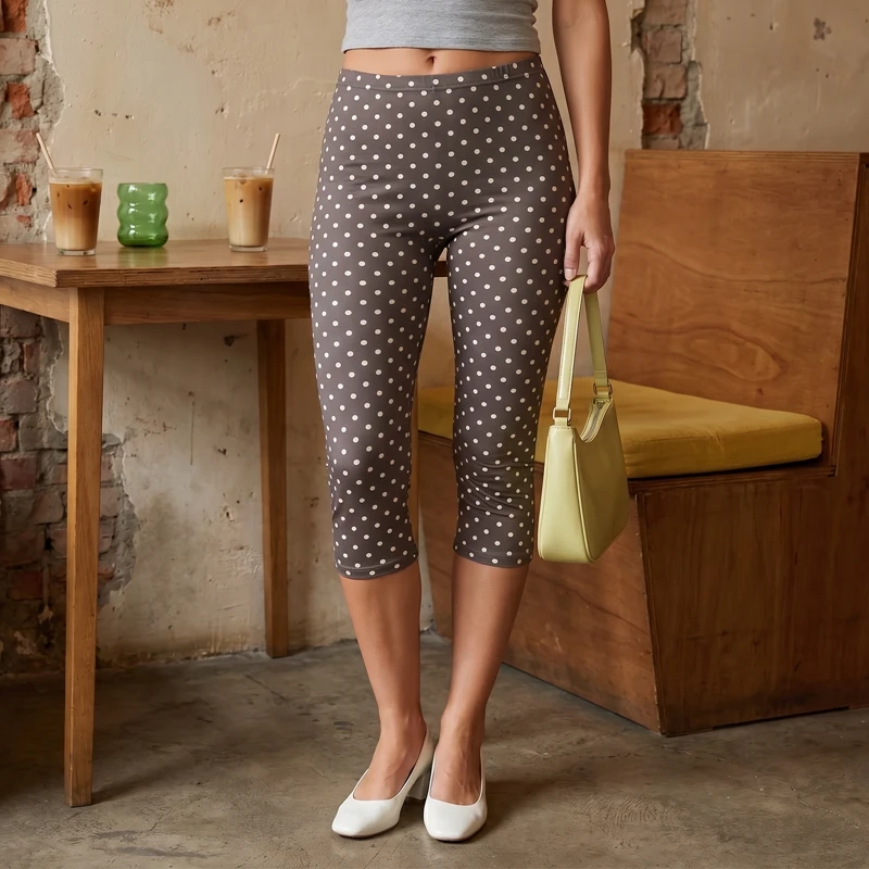 Polka Dot High Waist Capri Leggings for women