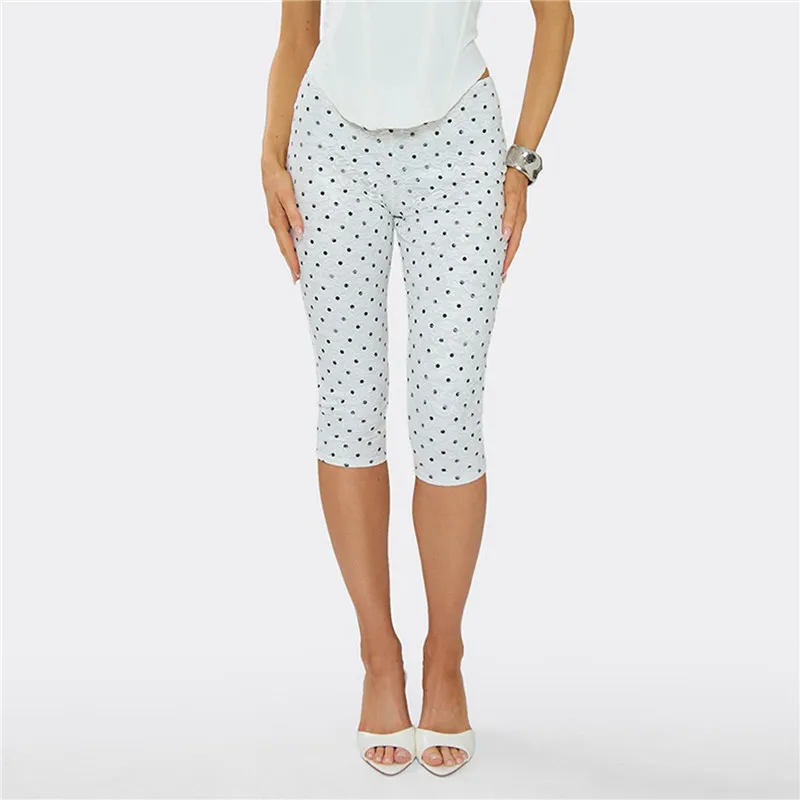 Polka Dot Lace Capri Leggings styled