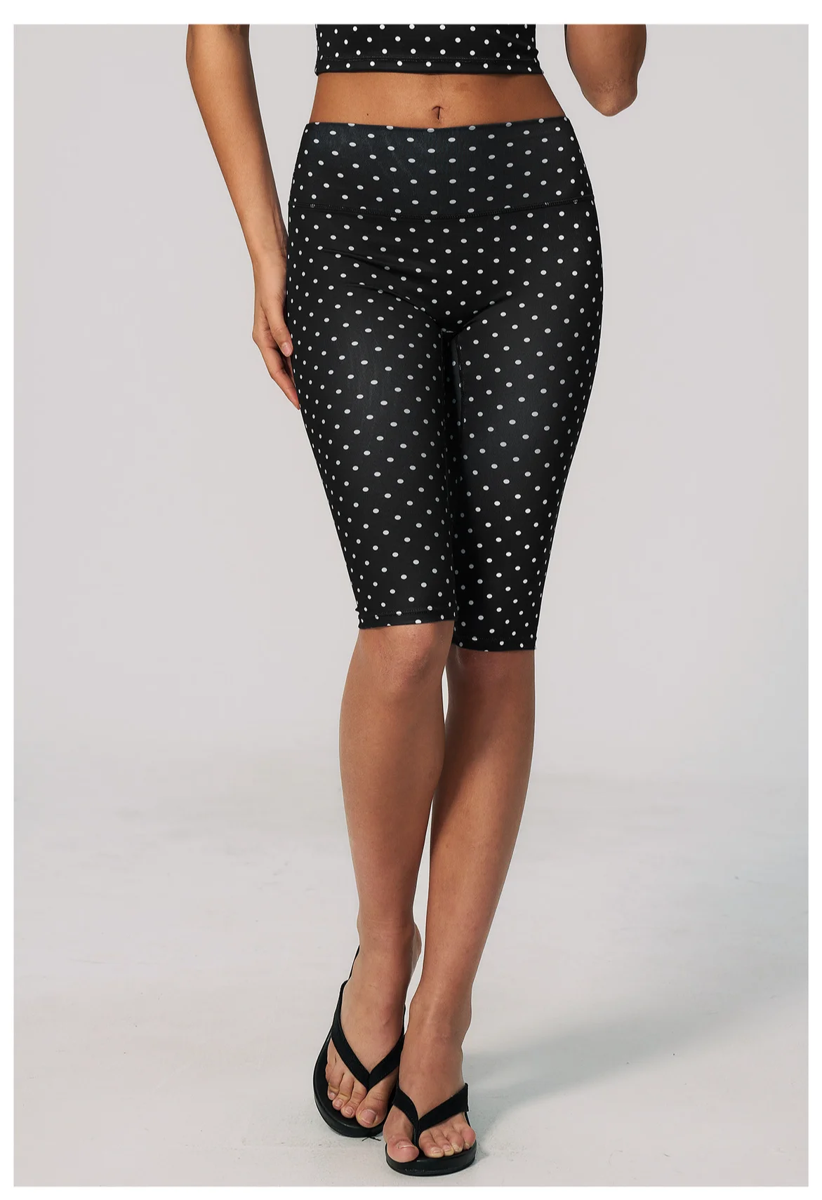 Polka Dot Yoga Capri Leggings styled