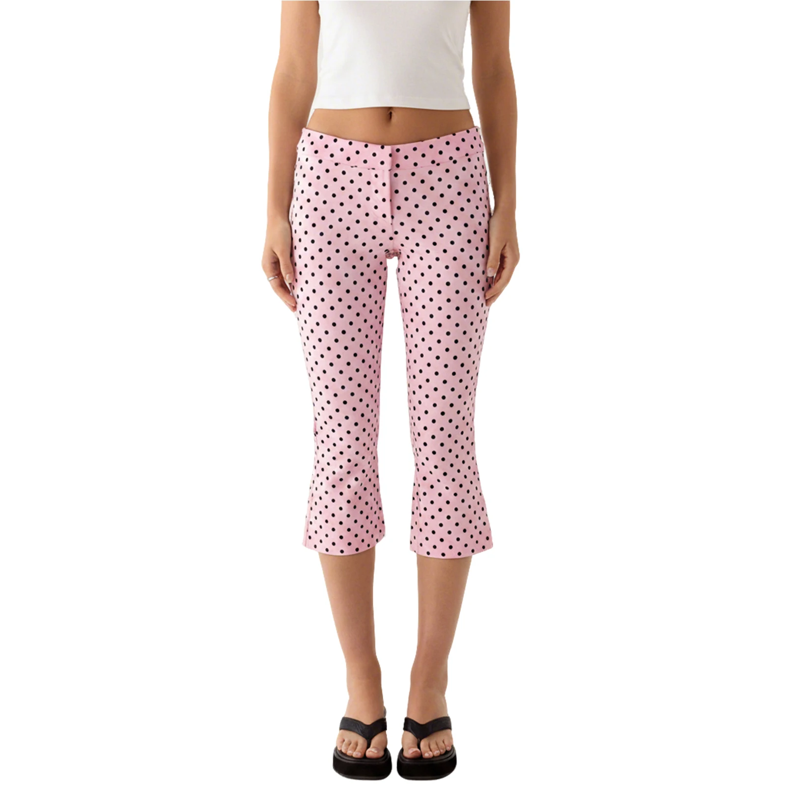 Y2K Polka Dot Capri Pants for women