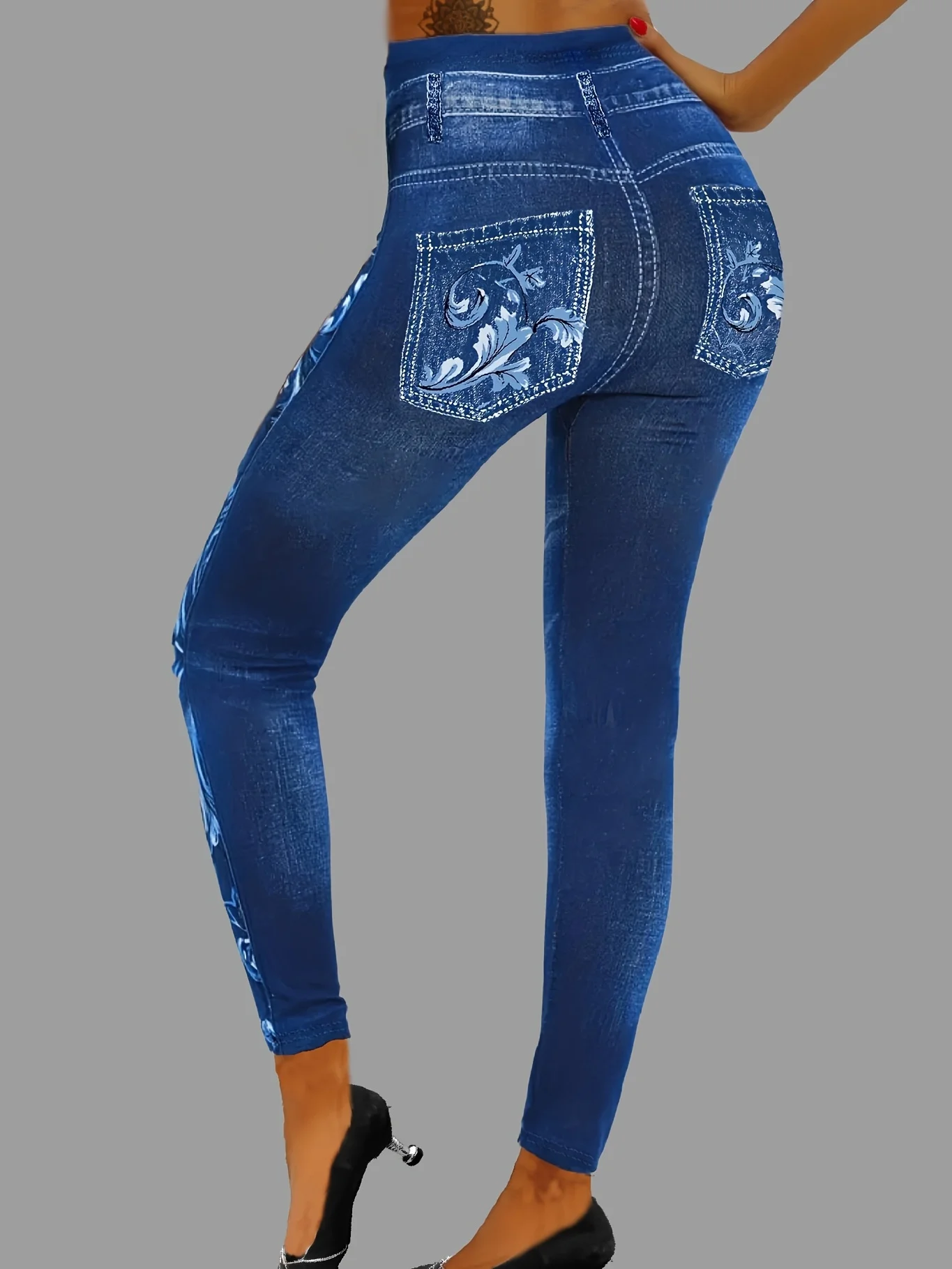 Women’s Elegant Printed Faux Denim Leggings Women's Elegant Printed Faux Denim Leggings KDBazar