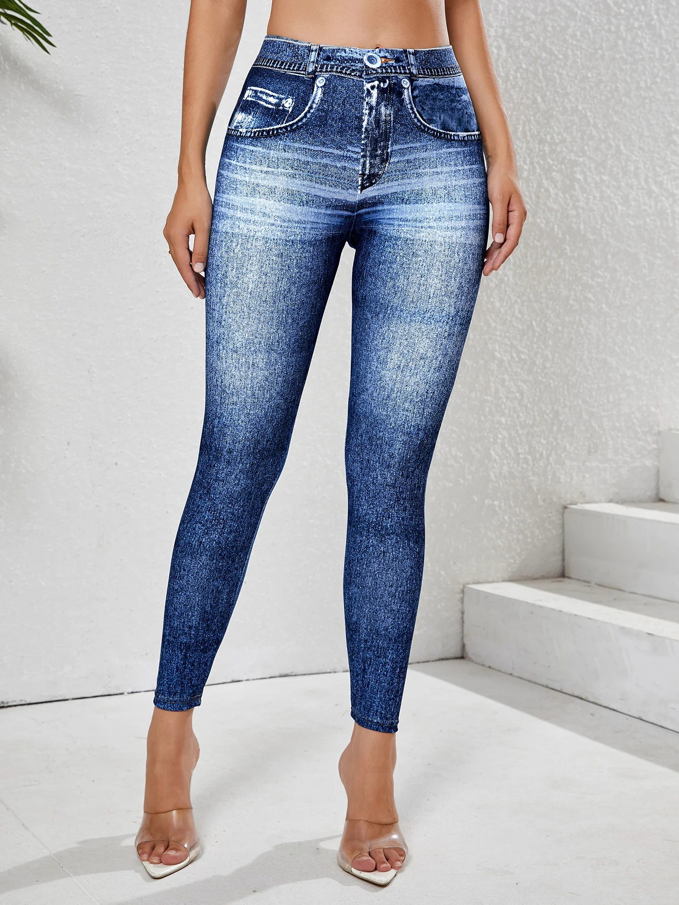Women’s Imitation Denim Leggings With Pockets High Stretchy Comfortable Tummy Control Fitness Gym Yoga Pants Daily Wear Women's Imitation Denim Leggings With Pockets High Stretchy Comfortable Tummy Control Fitness Gym Yoga Pants Daily Wear KDBazar