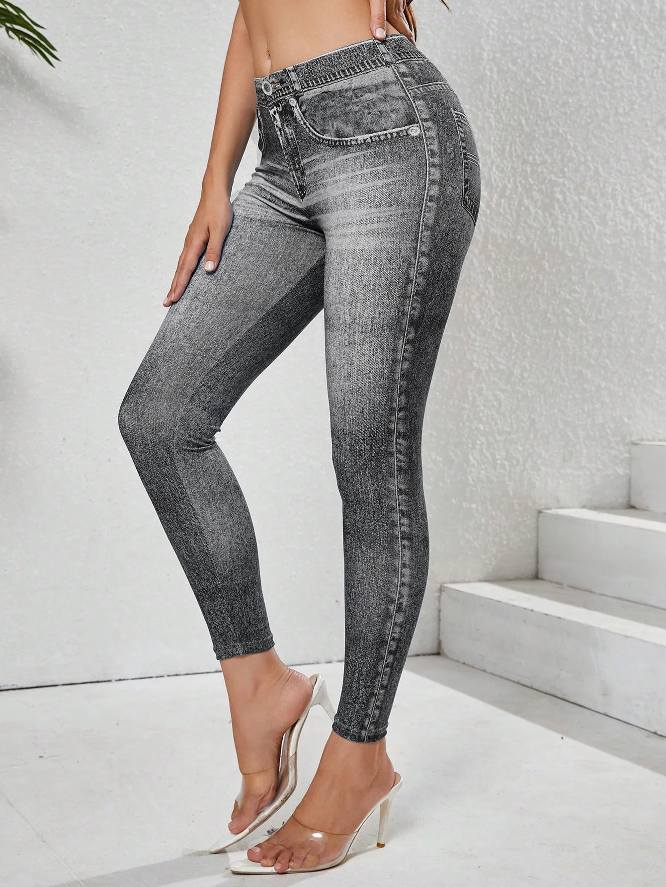 Women’s Imitation Denim Leggings With Pockets High Stretchy Comfortable Tummy Control Fitness Gym Yoga Pants Daily Wear Women's Imitation Denim Leggings With Pockets High Stretchy Comfortable Tummy Control Fitness Gym Yoga Pants Daily Wear KDBazar