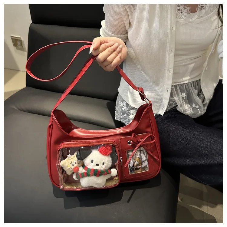 Y2k Harajuku Shoulder Bag Women Korean Transparent Ita Bag School Crossbody Bag Female Japanese Designer Preppy Handbag Purse Y2k Harajuku Shoulder Bag Women Korean Transparent Ita Bag School Crossbody Bag Female Japanese Designer Preppy Handbag Purse