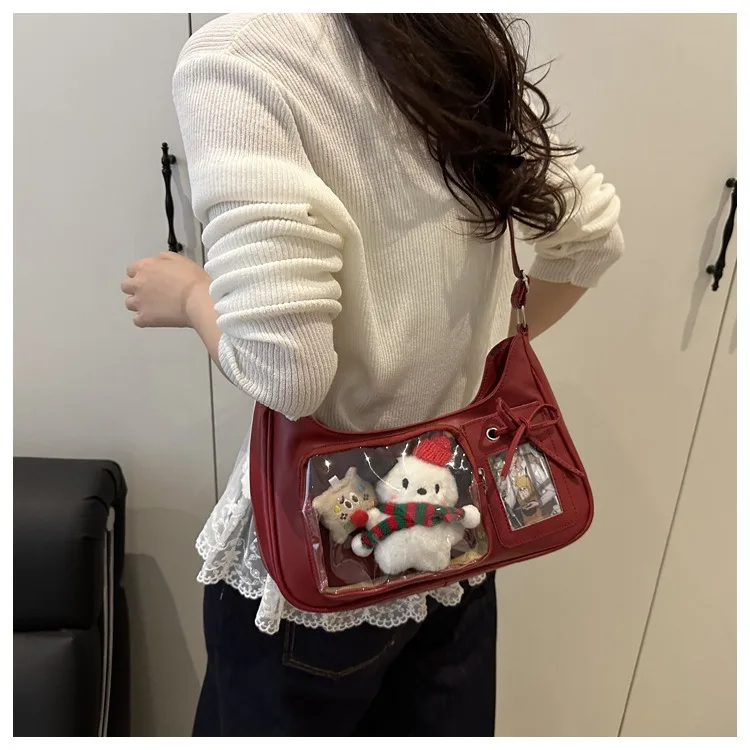 Y2k Harajuku Shoulder Bag Women Korean Transparent Ita Bag School Crossbody Bag Female Japanese Designer Preppy Handbag Purse Y2k Harajuku Shoulder Bag Women Korean Transparent Ita Bag School Crossbody Bag Female Japanese Designer Preppy Handbag Purse