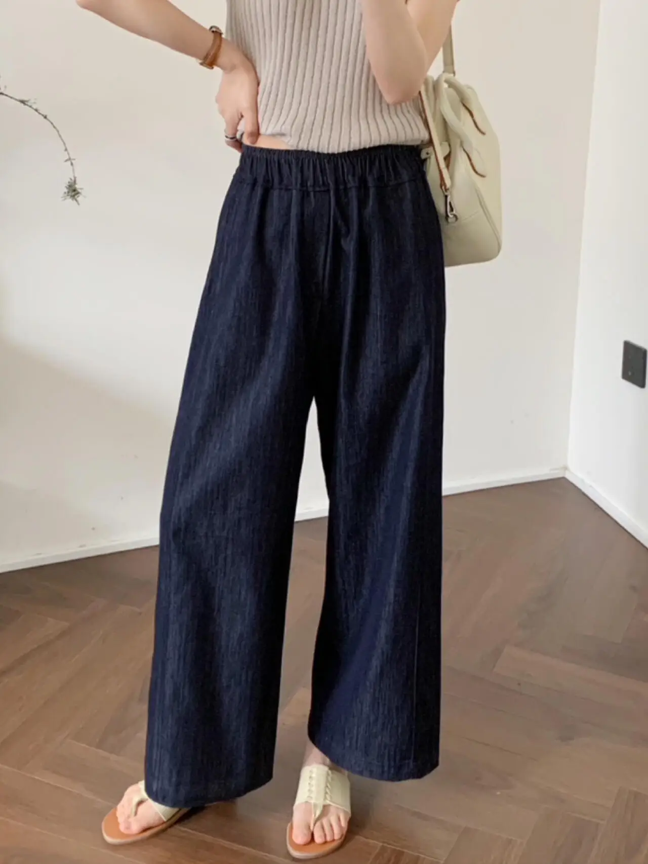 Wide leg jeans for women high waist loose fit denim trousers front view