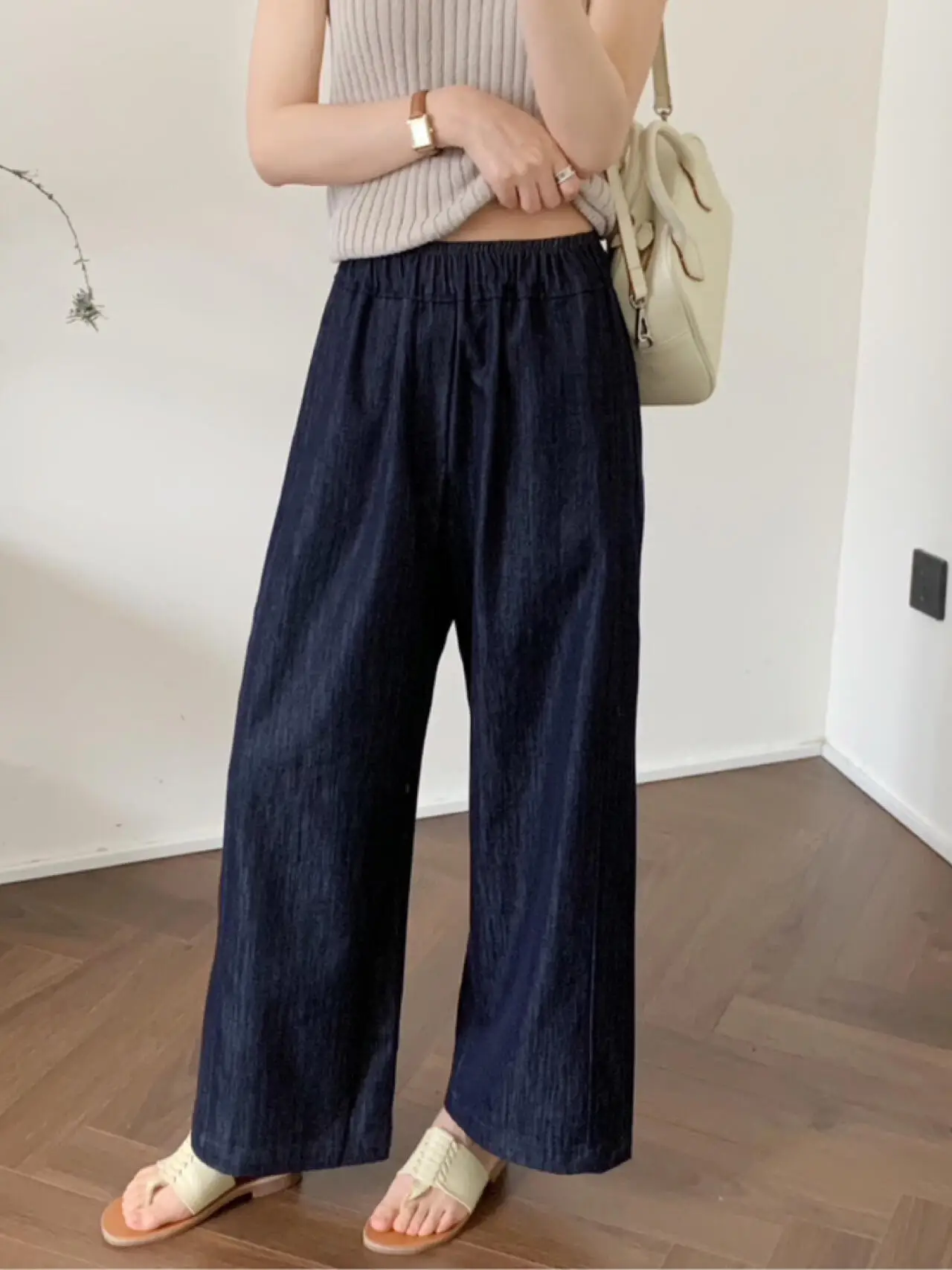 Wide leg jeans for women high waist loose fit denim trousers detail
