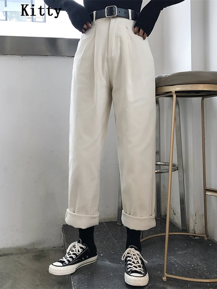 Womens Loose High Waist Trousers