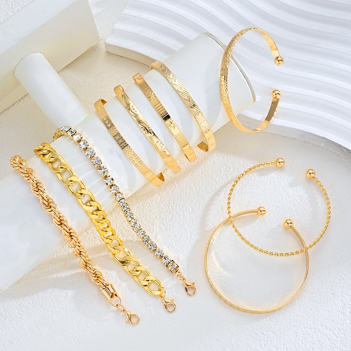 10 Pcs Gold Color Stackable Bracelet Set For Women Textured Bangle Cuban Link Chain Rhinestone Bracelets Trendy Layered Jewelry Bracelets and Bangles Jewelry & Watches 10 Pcs Gold Color Stackable Bracelet Set For Women Textured Bangle Cuban Link Chain Rhinestone Bracelets Trendy Layered Jewelry Bracelets and Bangles Jewelry & Watches KDBazar