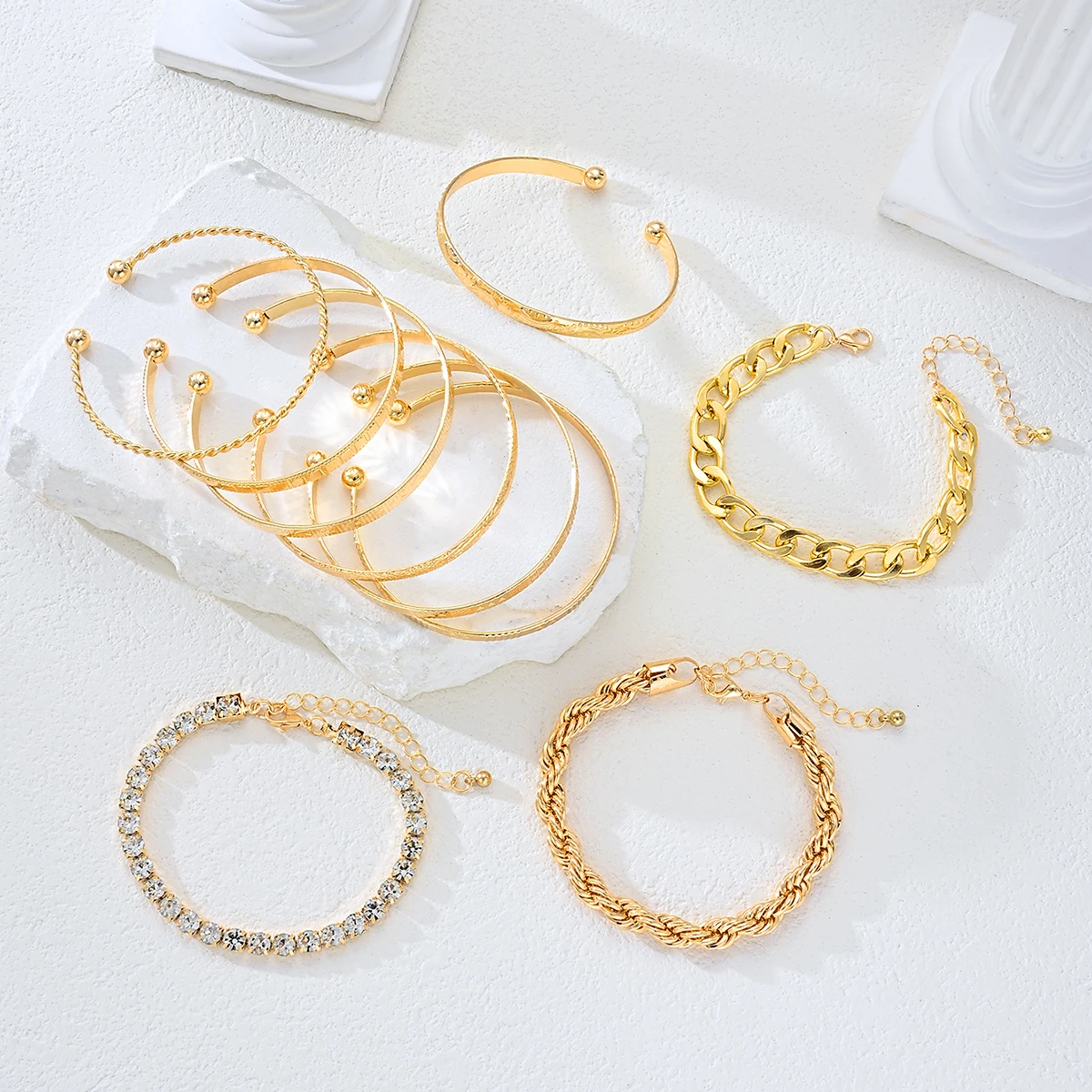 10 Pcs Gold Color Stackable Bracelet Set For Women Textured Bangle Cuban Link Chain Rhinestone Bracelets Trendy Layered Jewelry Bracelets and Bangles Jewelry & Watches 10 Pcs Gold Color Stackable Bracelet Set For Women Textured Bangle Cuban Link Chain Rhinestone Bracelets Trendy Layered Jewelry Bracelets and Bangles Jewelry & Watches KDBazar