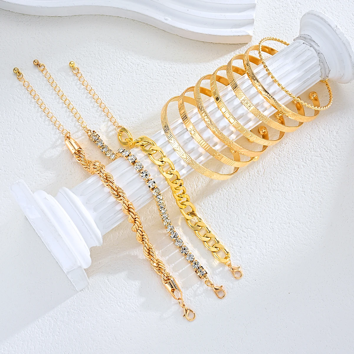 10 Pcs Gold Color Stackable Bracelet Set For Women Textured Bangle Cuban Link Chain Rhinestone Bracelets Trendy Layered Jewelry Bracelets and Bangles Jewelry & Watches 10 Pcs Gold Color Stackable Bracelet Set For Women Textured Bangle Cuban Link Chain Rhinestone Bracelets Trendy Layered Jewelry Bracelets and Bangles Jewelry & Watches KDBazar