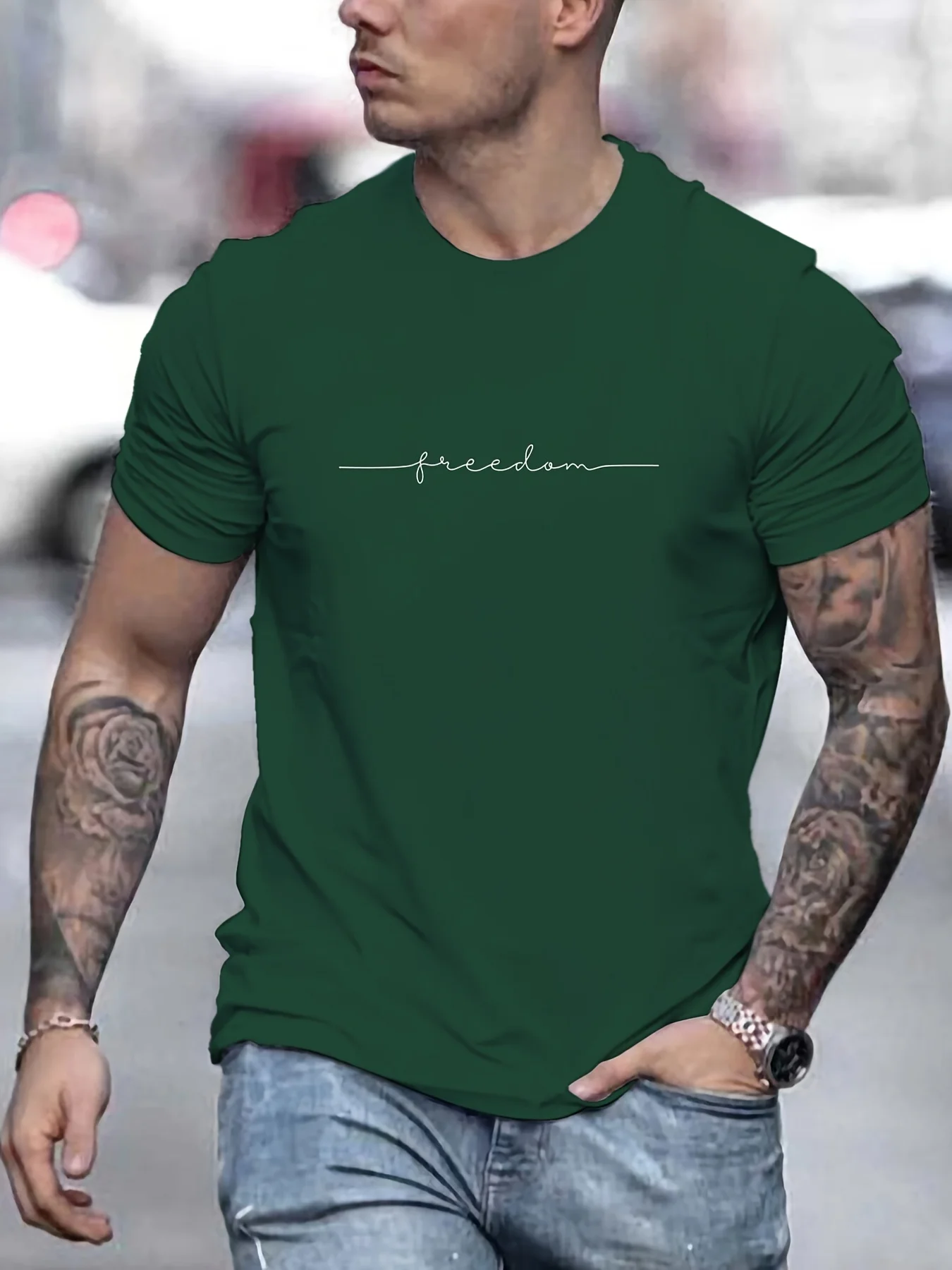 Men’s Summer Loose Size 100% Cotton Freedom Graphi Print Casual Slim Fit Round Neck Short Sleeve T-shirt Top Men's Summer Loose Size 100% Cotton Freedom Graphi Print Casual Slim Fit Round Neck Short Sleeve T-shirt Top