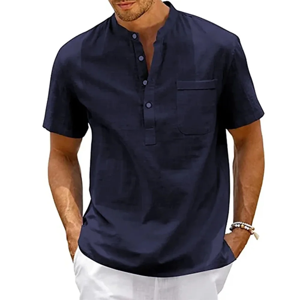 Men's henley neck shirt navy colorway