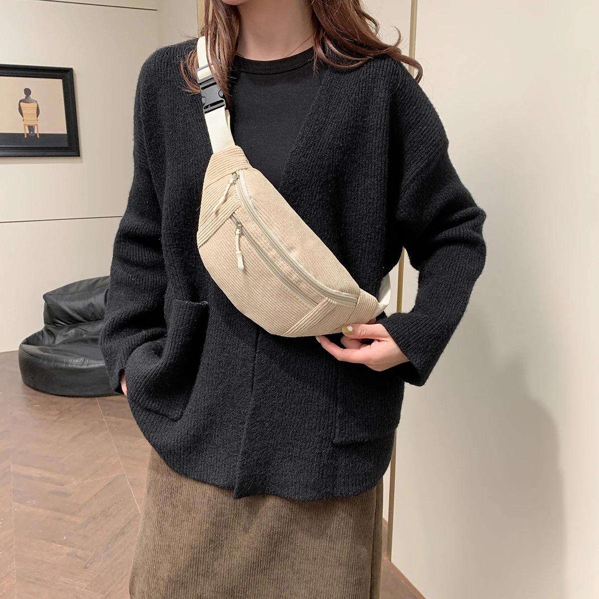Women Waist Bag Corduroy Student Shoulder Handbag Crossbody Chest Breast Bag Fanny Pack Fashion Phone Female Bum Belt Purse Women Waist Bag Corduroy Student Shoulder Handbag Crossbody Chest Breast Bag Fanny Pack Fashion Phone Female Bum Belt Purse