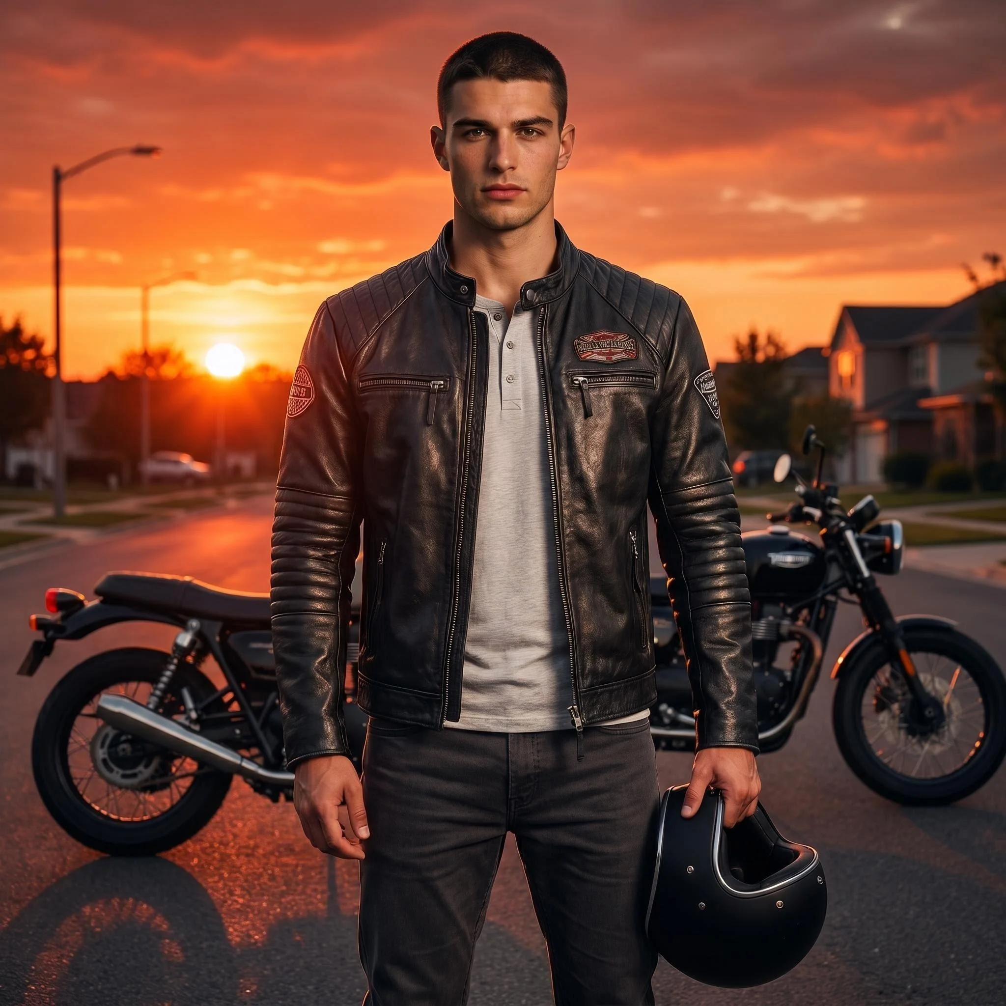 Genuine Cowhide Leather Biker Jacket Men’s Slim Fit Short Motorcycle Coat Embroidery Genuine Cowhide Leather Biker Jacket Men's Slim Fit Short Motorcycle Coat Embroidery