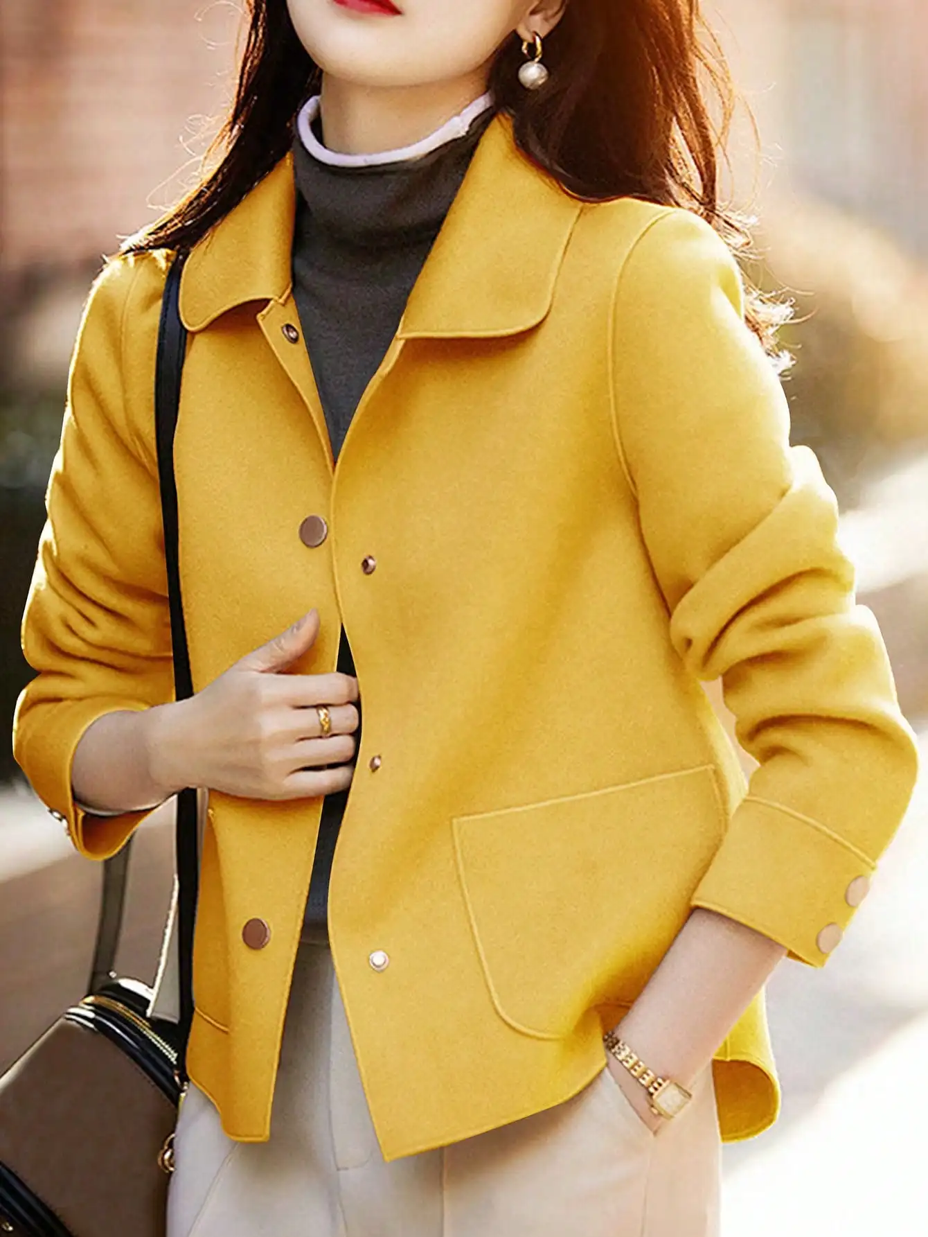 Classic Solid Short Woolen Coats for Woman Autumn Winter Warm Woman Clothing Button Up Female Coat Outfits New In Outerwears Classic Solid Short Woolen Coats for Woman Autumn Winter Warm Woman Clothing Button Up Female Coat Outfits New In Outerwears