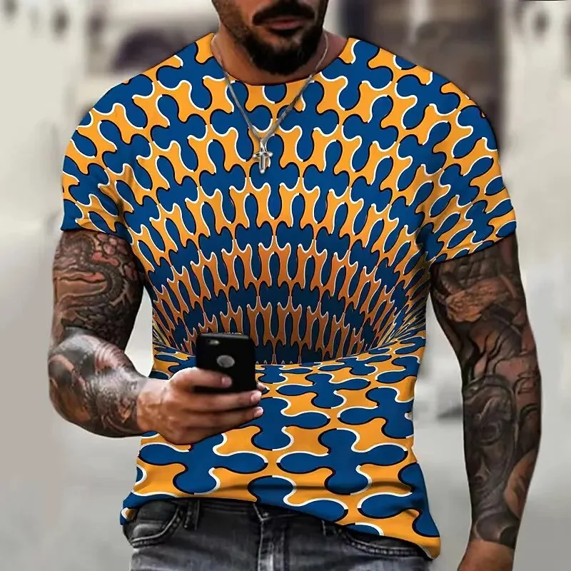 3D psychedelic abstract t-shirt for men casual styling