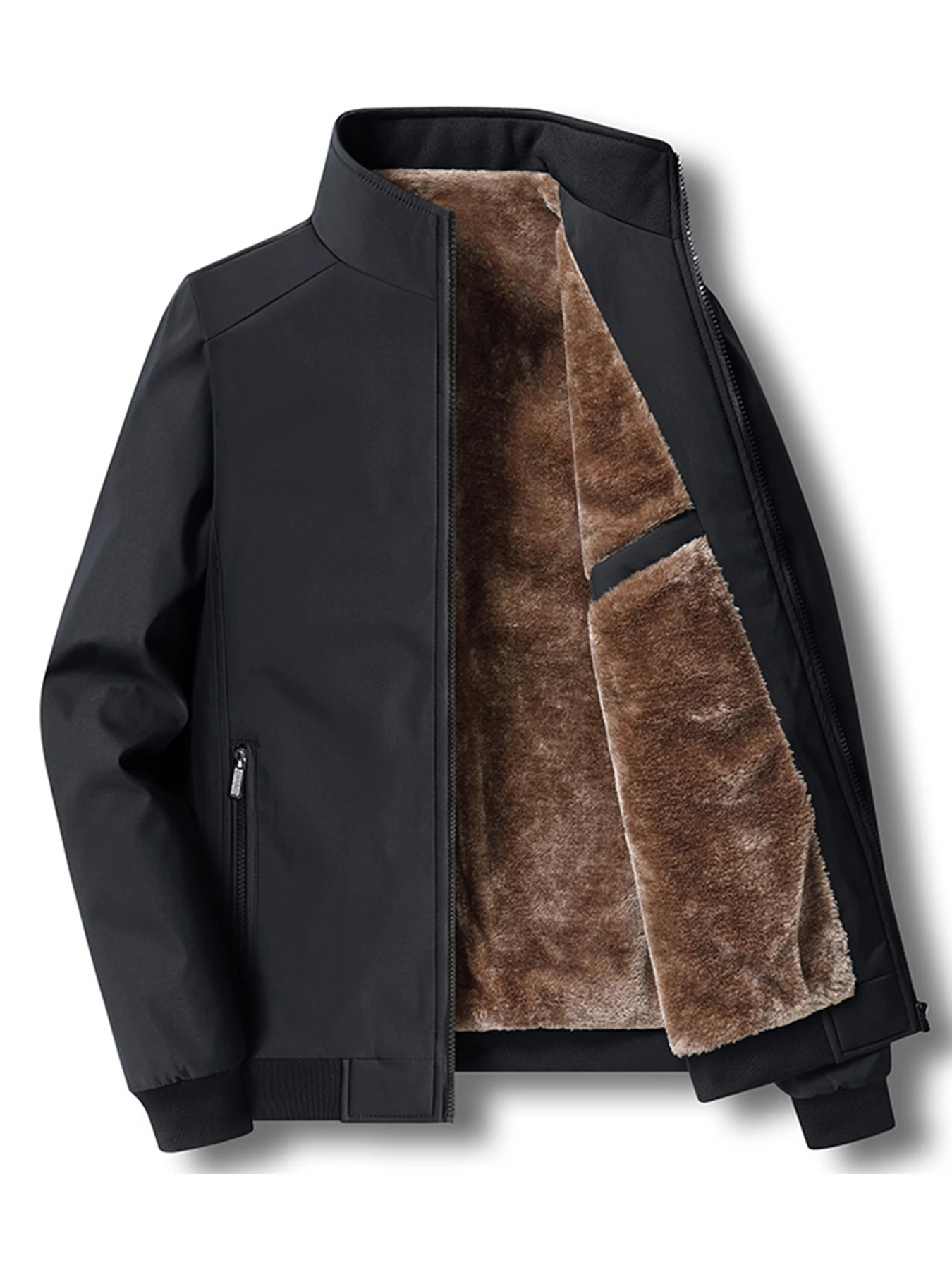 Stand collar cotton padded jacket side profile