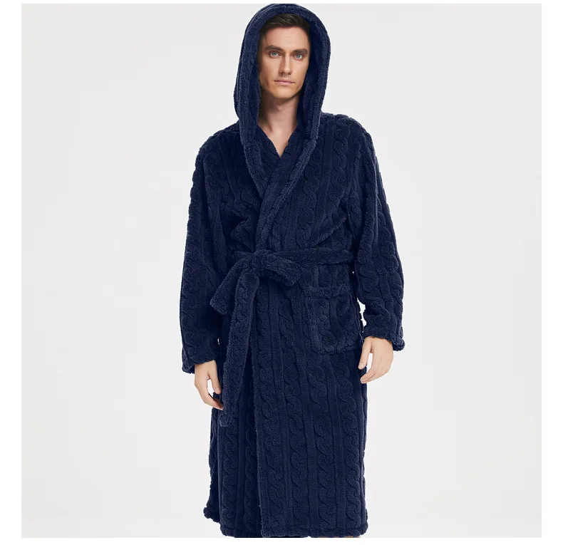 Cotton velvet hooded robe jacquard pattern