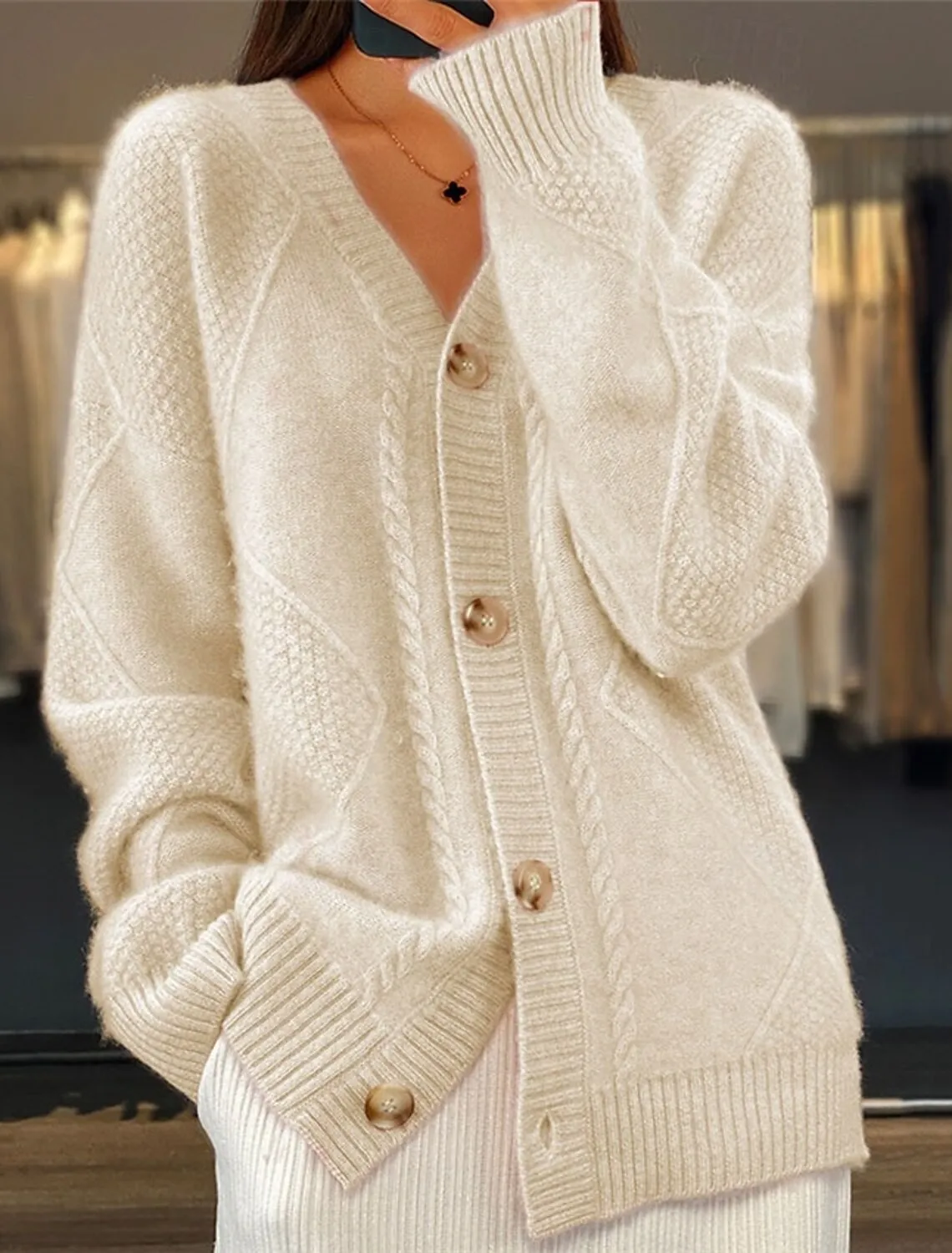 Cardigan with side pockets for women