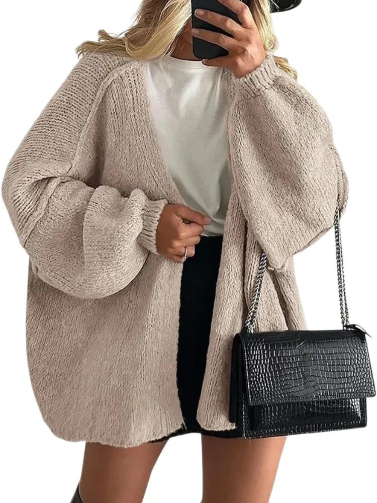 Lantern sleeve knit cardigan detail