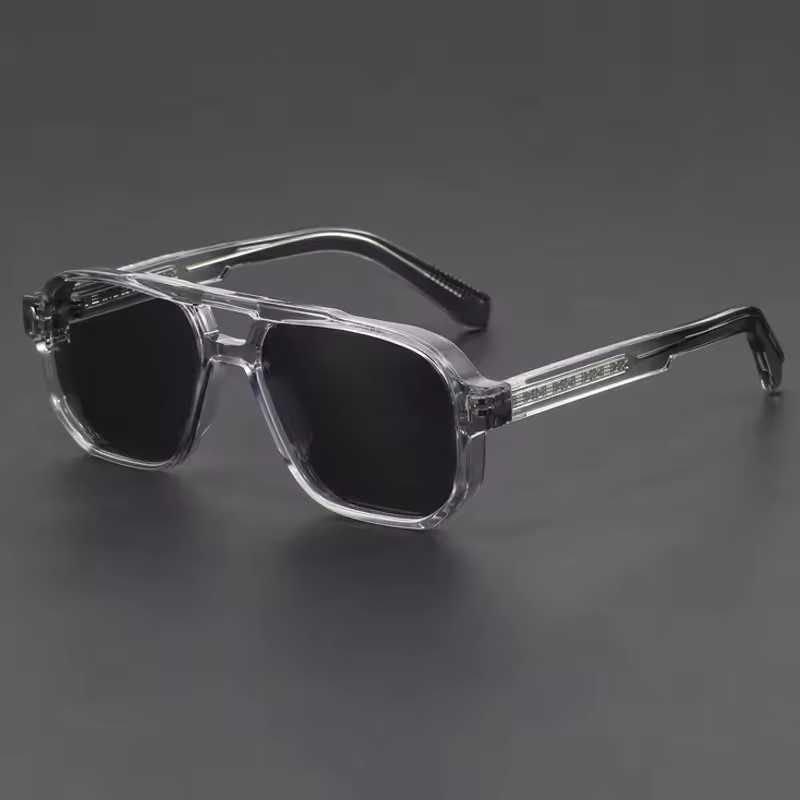 Vintage pilot square sunglasses lens detail