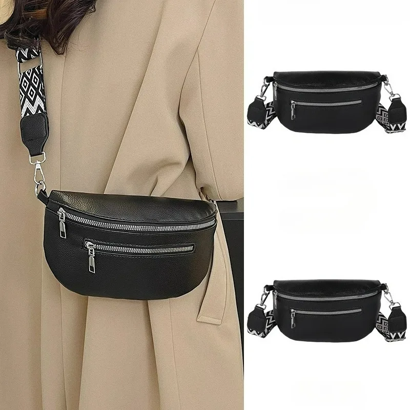 Womens PU leather waist bag zipper detail