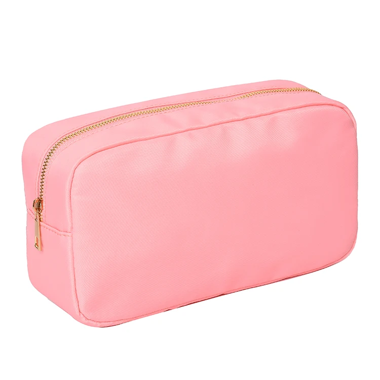 Waterproof nylon makeup bag organizer in pink