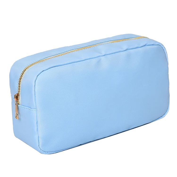 Waterproof nylon makeup bag organizer in blue
