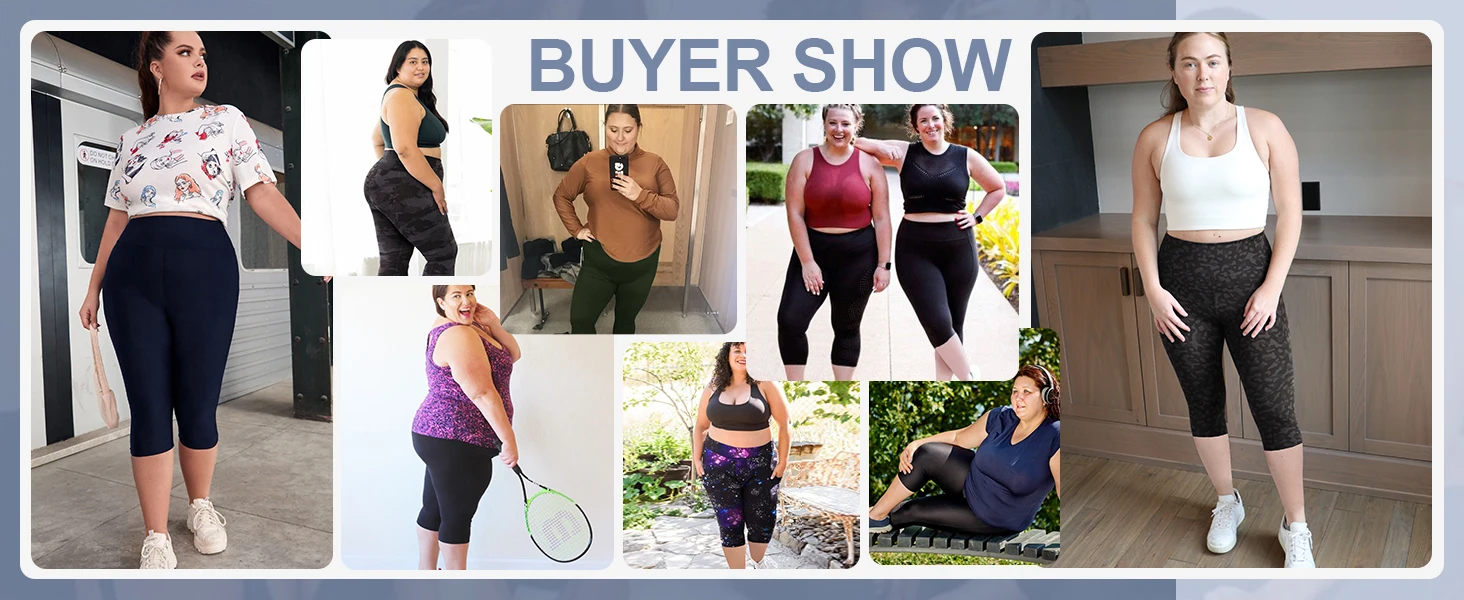 Plus size capri leggings for women in blue