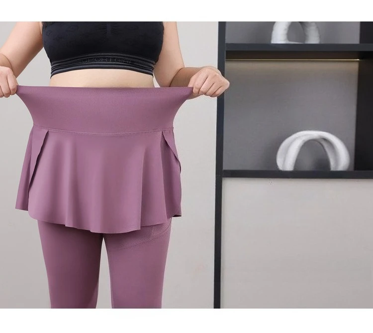 High waist yoga skort leggings front view