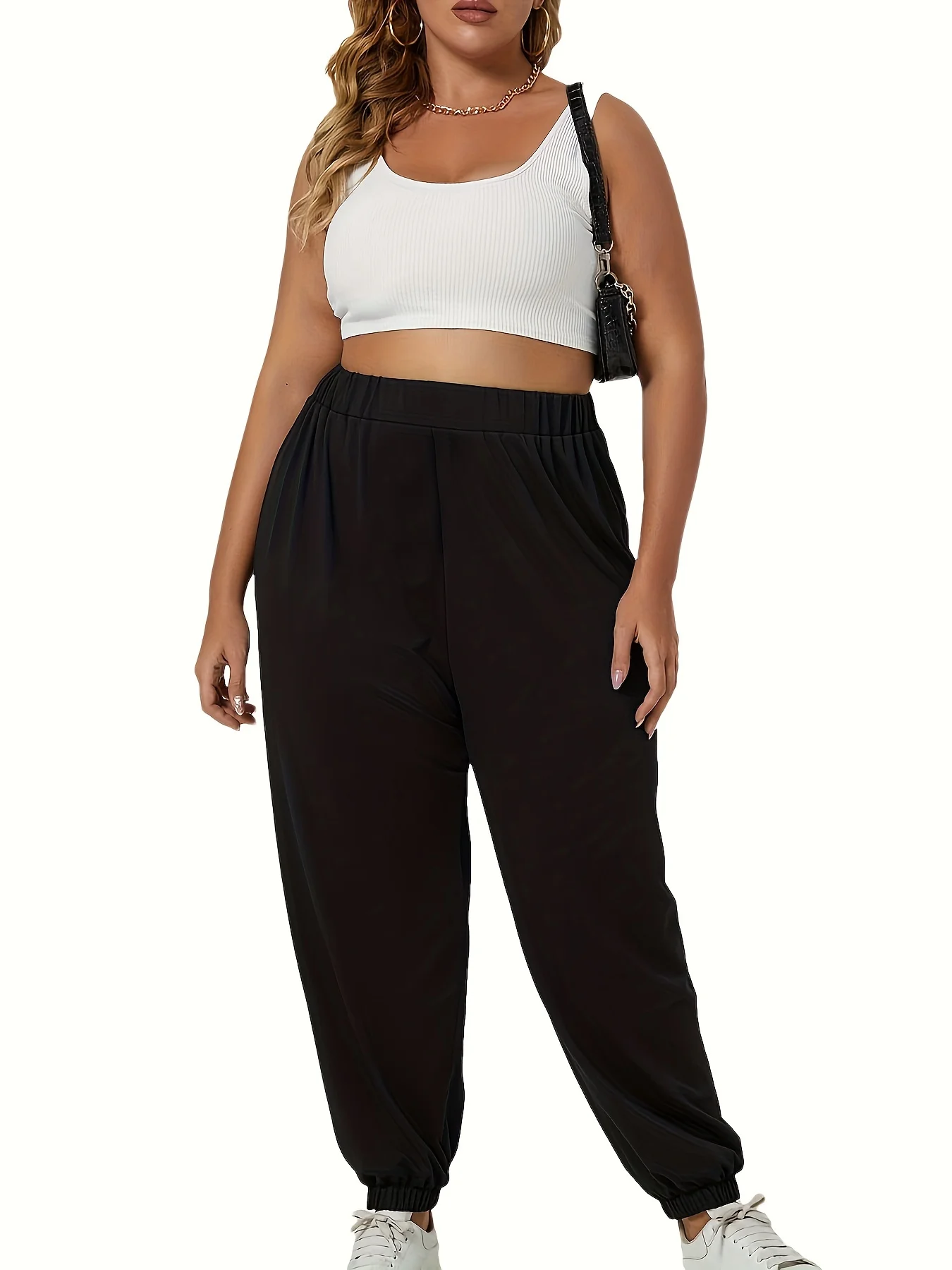 Knitted fabric leggings for women, front view