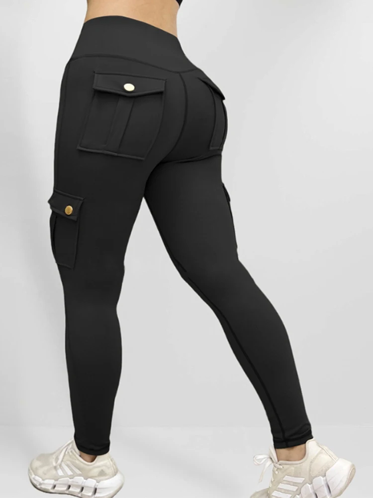 Butt lift leggings with pockets for women, front view