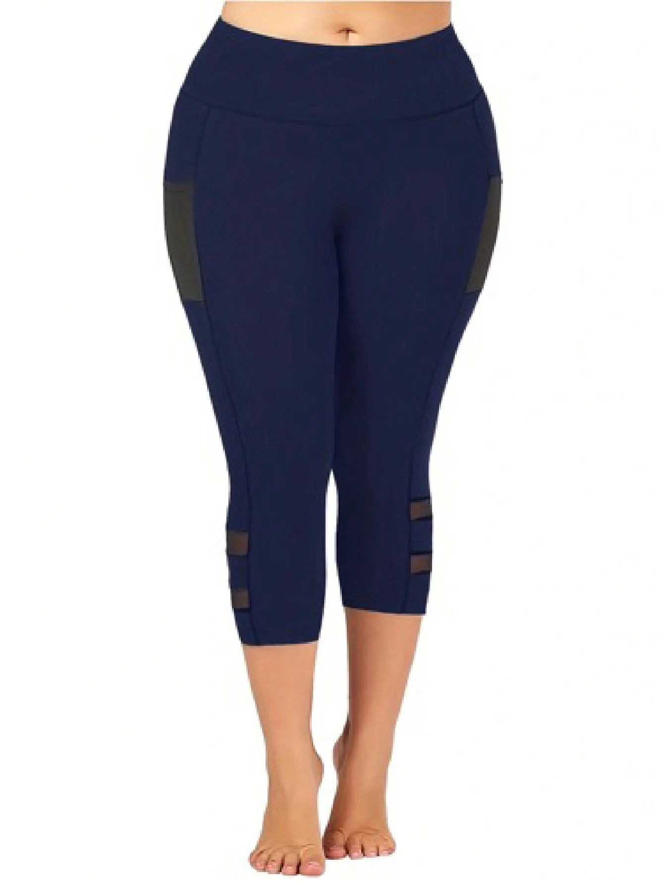 Plus size mesh capri leggings for women