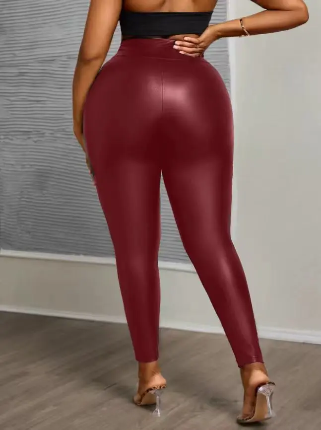 Plus size leather leggings for women