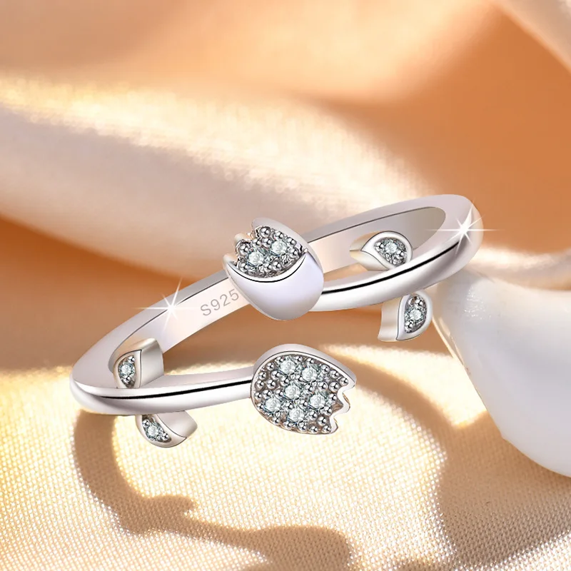 925 Sterling Silver Heart Sparkle Ring for Women 925 Sterling Silver Heart Sparkle Ring for Women