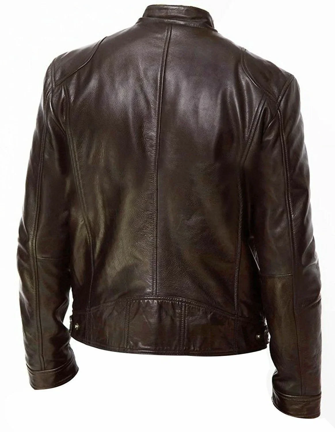 Faux leather bomber jacket collar detail
