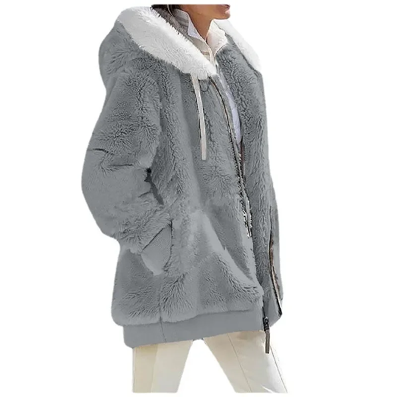 Autumn Winter Fashion Women’s Coat New Casual Hooded Zipper Lady Clothes Cashmere Female Fleece Jacket Solid Color Ladies Coats Autumn Winter Fashion Women's Coat New Casual Hooded Zipper Lady Clothes Cashmere Female Fleece Jacket Solid Color Ladies Coats