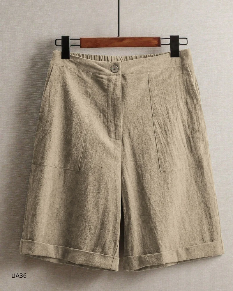Women’s High Waist Cotton Linen Blend Shorts Summer Casual Loose Fit Bermuda Shorts Solid Color Knee Length Plus Size Available Women's High Waist Cotton Linen Blend Shorts Summer Casual Loose Fit Bermuda Shorts Solid Color Knee Length Plus Size Available