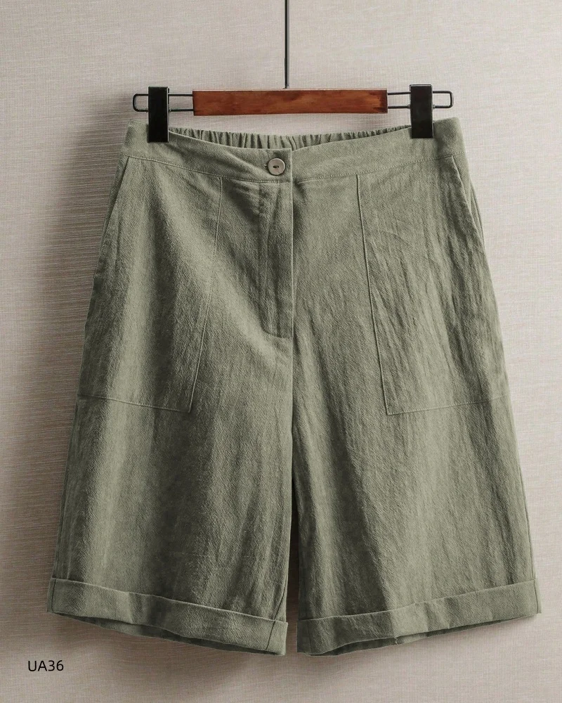 Cotton linen bermuda shorts color options