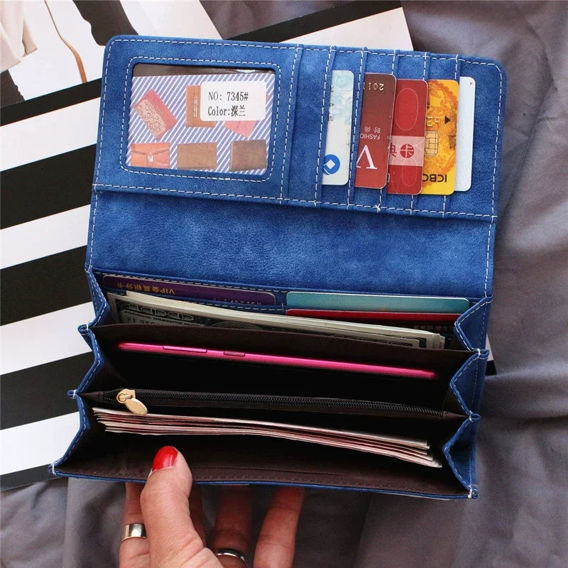Women’s Long Wallet PU Nubuck Leather Large Capacity RFID Blocking Clutch, Multi Card Slots, Zipper Coin Pocket, Snap Closure Women’s Long Wallet PU Nubuck Leather Large Capacity RFID Blocking Clutch, Multi Card Slots, Zipper Coin Pocket, Snap Closure