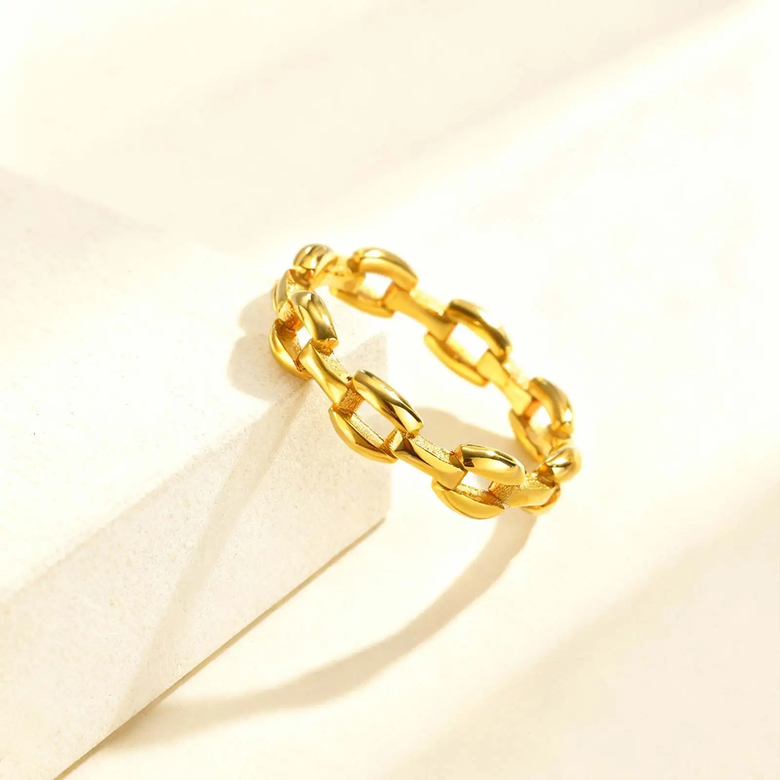 Simple Strap Chain Ring for Women,Gold Color Minimalist Stainless Steel Watch Rings,Fine Jewelry Gift Simple Strap Chain Ring for Women,Gold Color Minimalist Stainless Steel Watch Rings,Fine Jewelry Gift