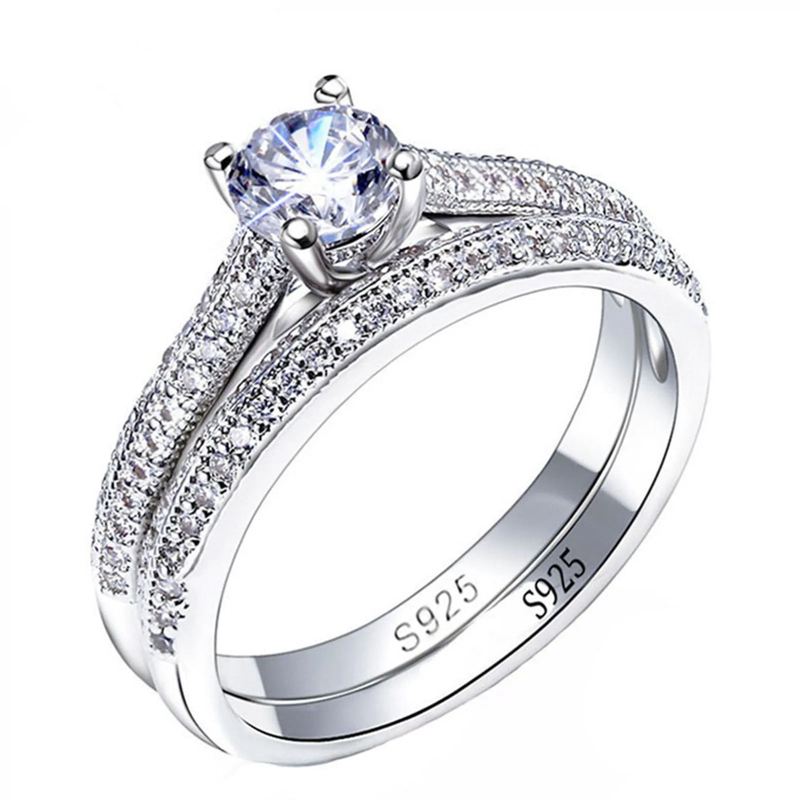 1 pair Vintage Halo 925 Sterling Silver Wedding Ring Set For Women Lady Anniversary Gift Jewelry Bulk Sell 1 pair Vintage Halo 925 Sterling Silver Wedding Ring Set For Women Lady Anniversary Gift Jewelry Bulk Sell