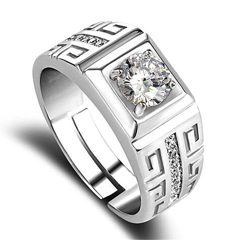 Charm 925 Sterling Silver Rings For men Shining crystal adjustable size Fashion Gifts engagement wedding high quality Jewelry Charm 925 Sterling Silver Rings For men Shining crystal adjustable size Fashion Gifts engagement wedding high quality Jewelry