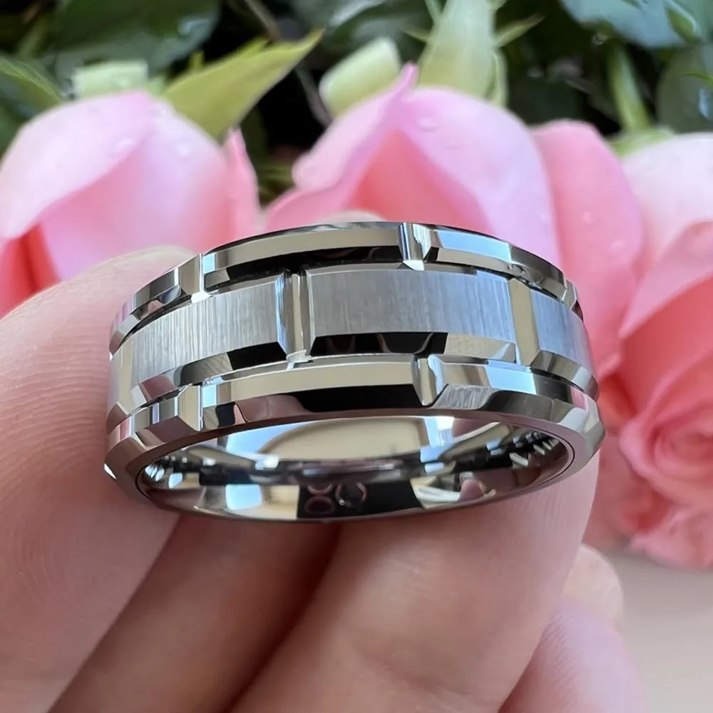 8MM Simple Silver Color Matte Men’s Jewelry Groove Stainless Steel Rings Women Wedding Band Party Jewelry Steel Ring Dropship 8MM Simple Silver Color Matte Men's Jewelry Groove Stainless Steel Rings Women Wedding Band Party Jewelry Steel Ring Dropship