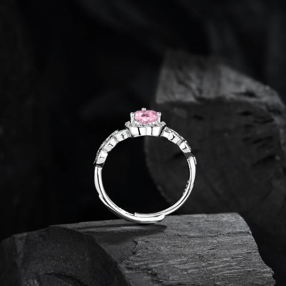 925 Sterling Silver Ring Pink Heart-shaped zirco luxury Opening Adjustable For Women Wedding Fine Jewelry Accessories Party Gift 925 Sterling Silver Ring Pink Heart-shaped zirco luxury Opening Adjustable For Women Wedding Fine Jewelry Accessories Party Gift