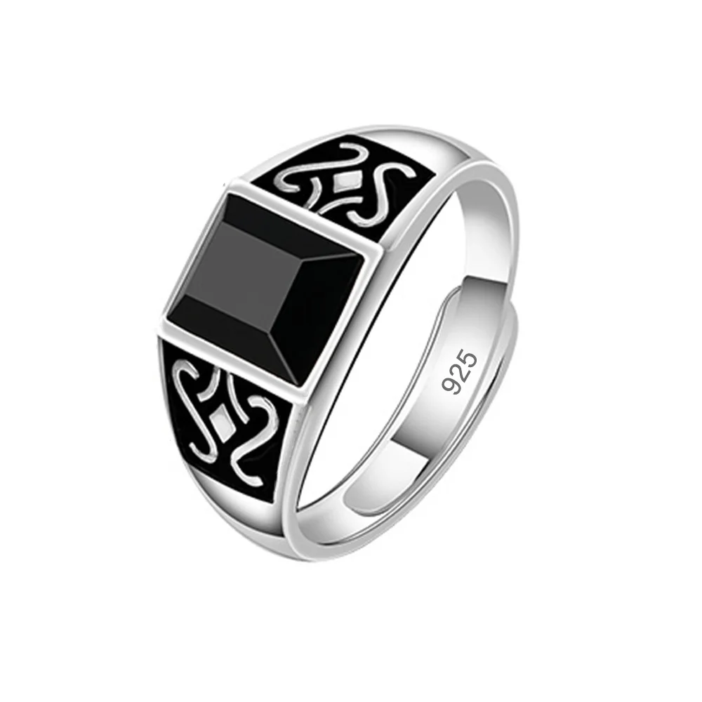 925 Sterling Silver Men’s Ring High Quality Luxury Black Gem For Man Wedding Fine Jewelry Accessories Party Gifts 925 Sterling Silver Men's Ring High Quality Luxury Black Gem For Man Wedding Fine Jewelry Accessories Party Gifts