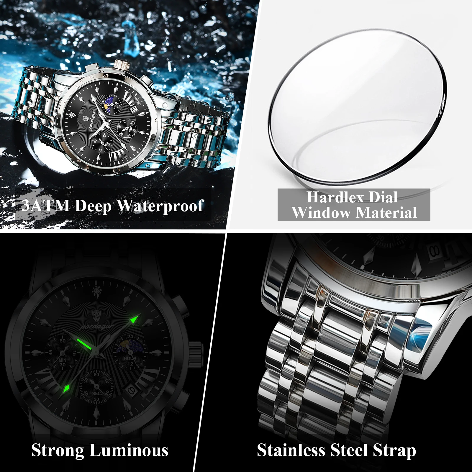 POEDAGAR Original Military Men Watches Waterproof Luminous Date Chronograph Man Watch Stainless Steel Men’s Quartz Watches Reloj POEDAGAR Original Military Men Watches Waterproof Luminous Date Chronograph Man Watch Stainless Steel Men's Quartz Watches Reloj