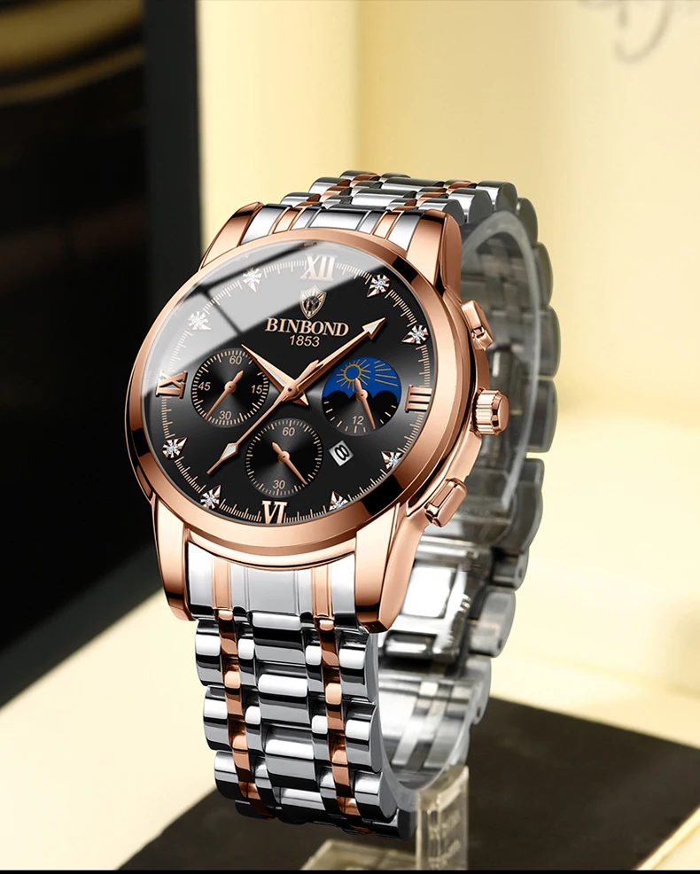 BINBOND watch waterproof and luminous design