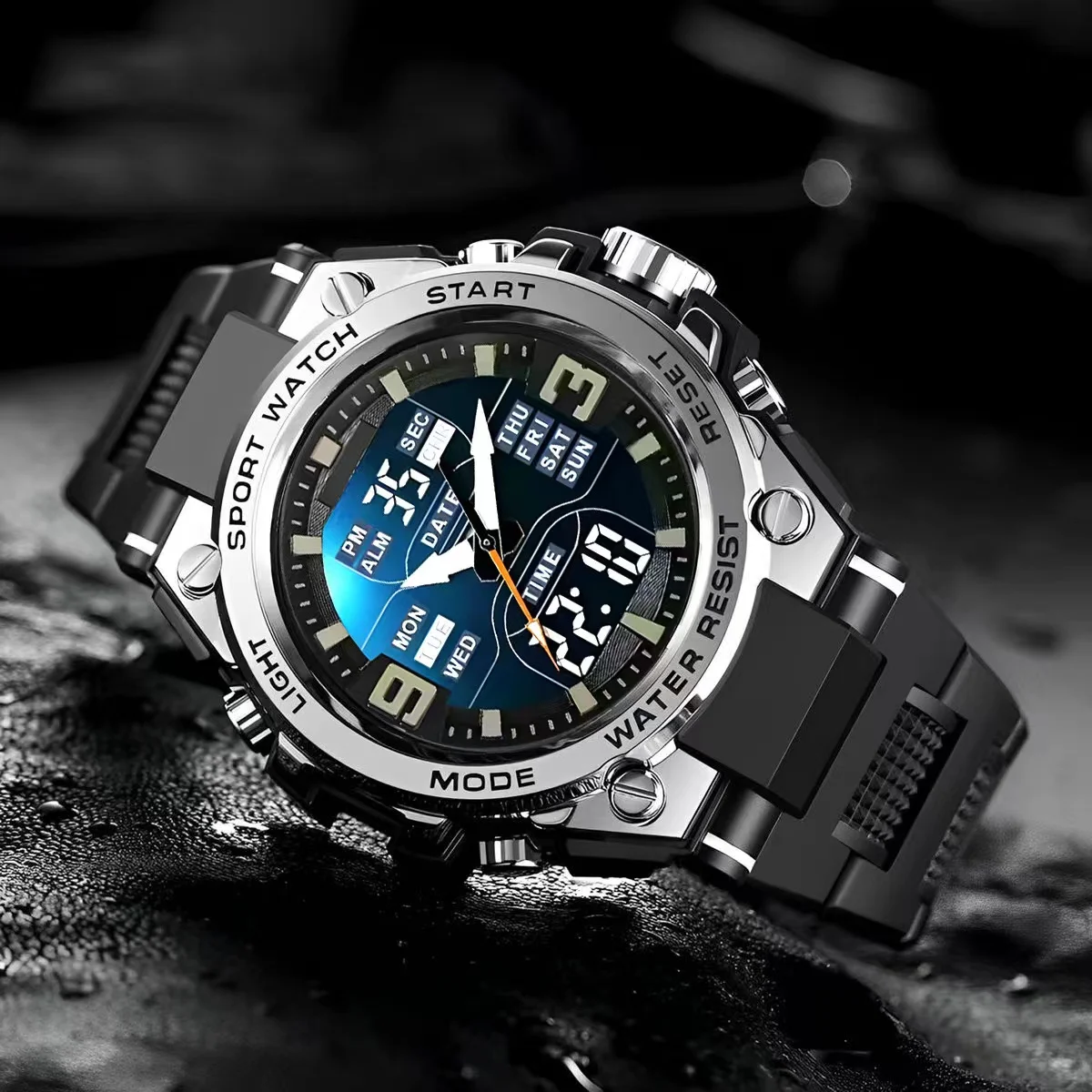 New high-end luxury men’s and young students’ quartz electronic dual movement night light multifunctional steel alloy New high-end luxury men's and young students' quartz electronic dual movement night light multifunctional steel alloy